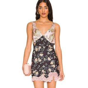 NWT - Free People American Rose Slip Dress in Black Combo